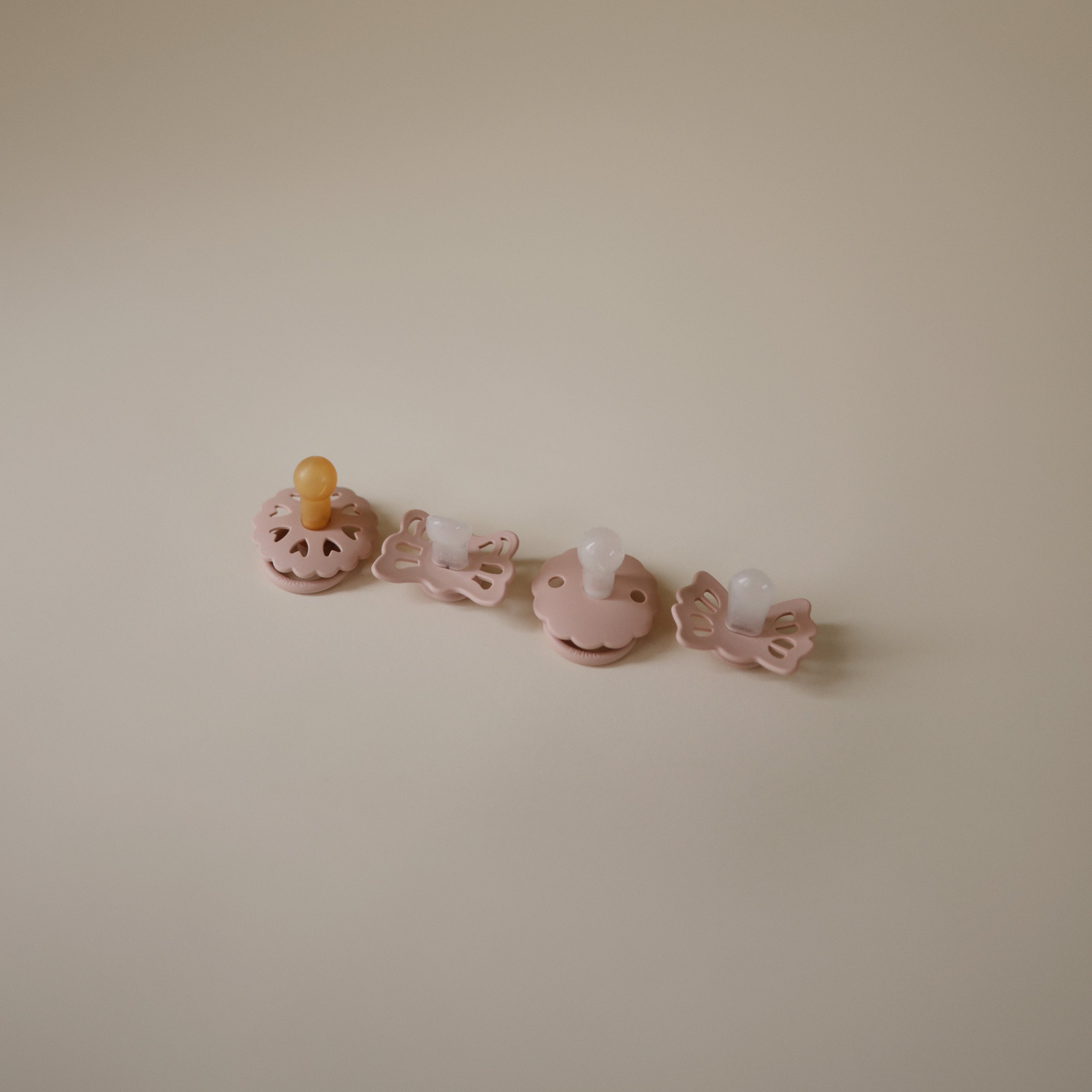 FRIGG Baby's First Pacifier Floral Heart (Blush) 4-Pack {Drop Ship}