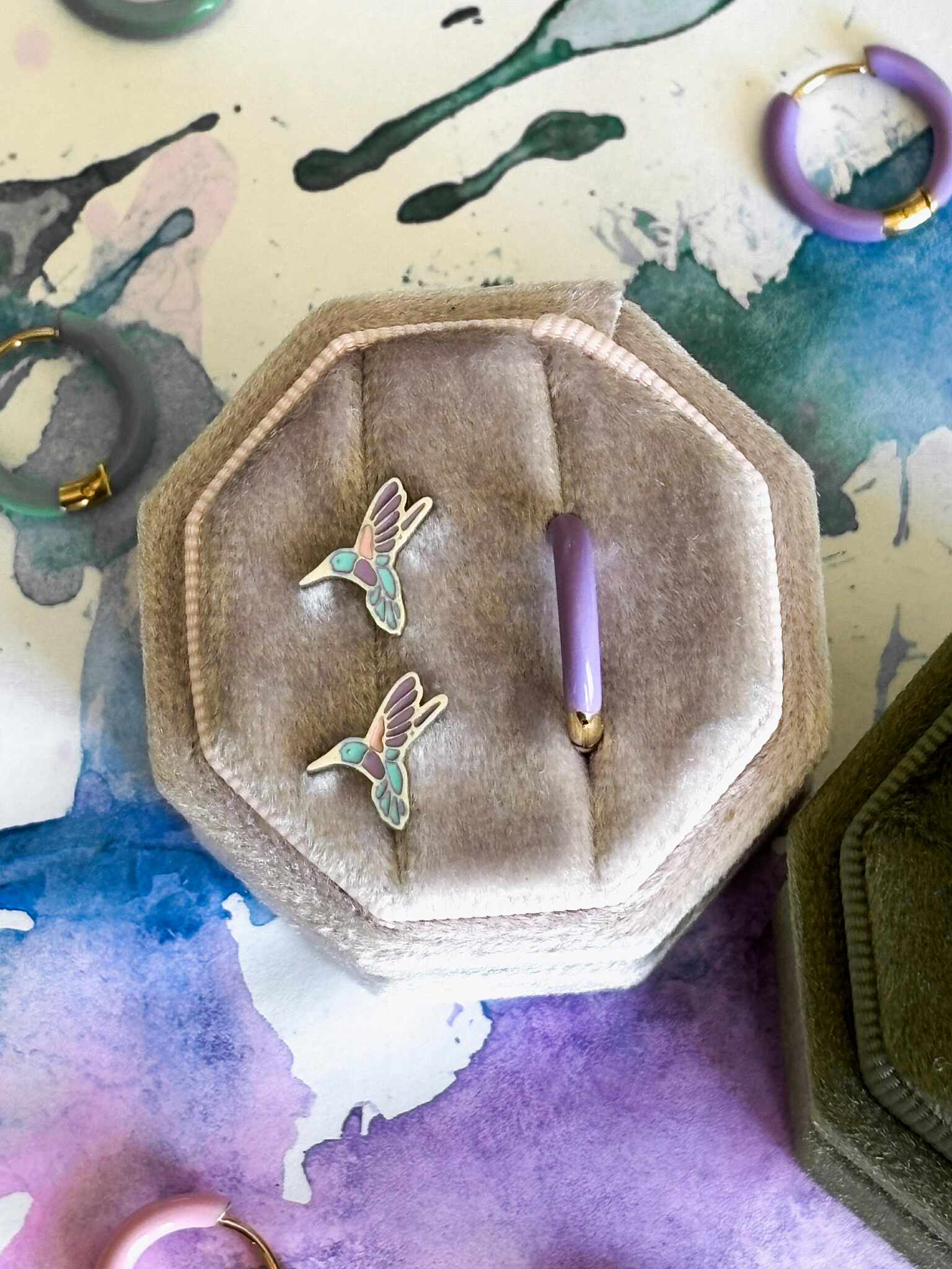 Hummingbird Paradise - (Screw Back Studs)