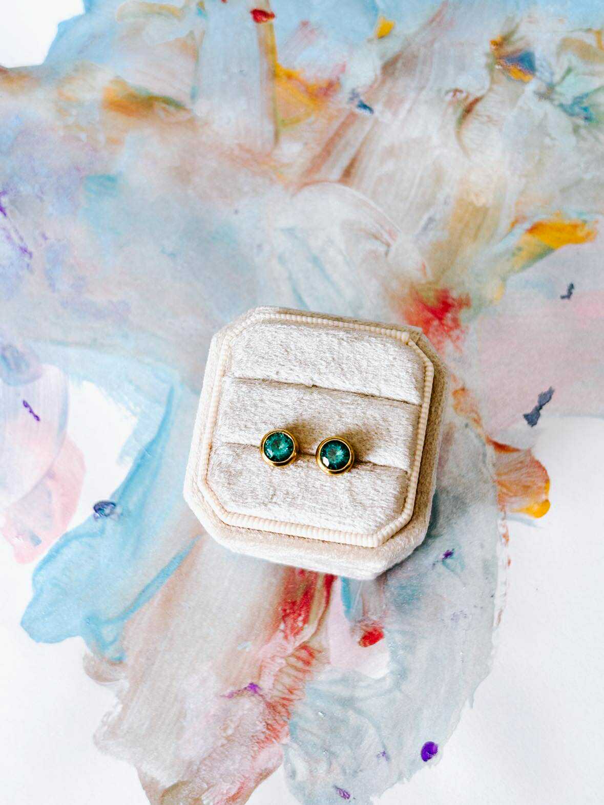 Blue Topaz Halo - (Screw Back Studs)