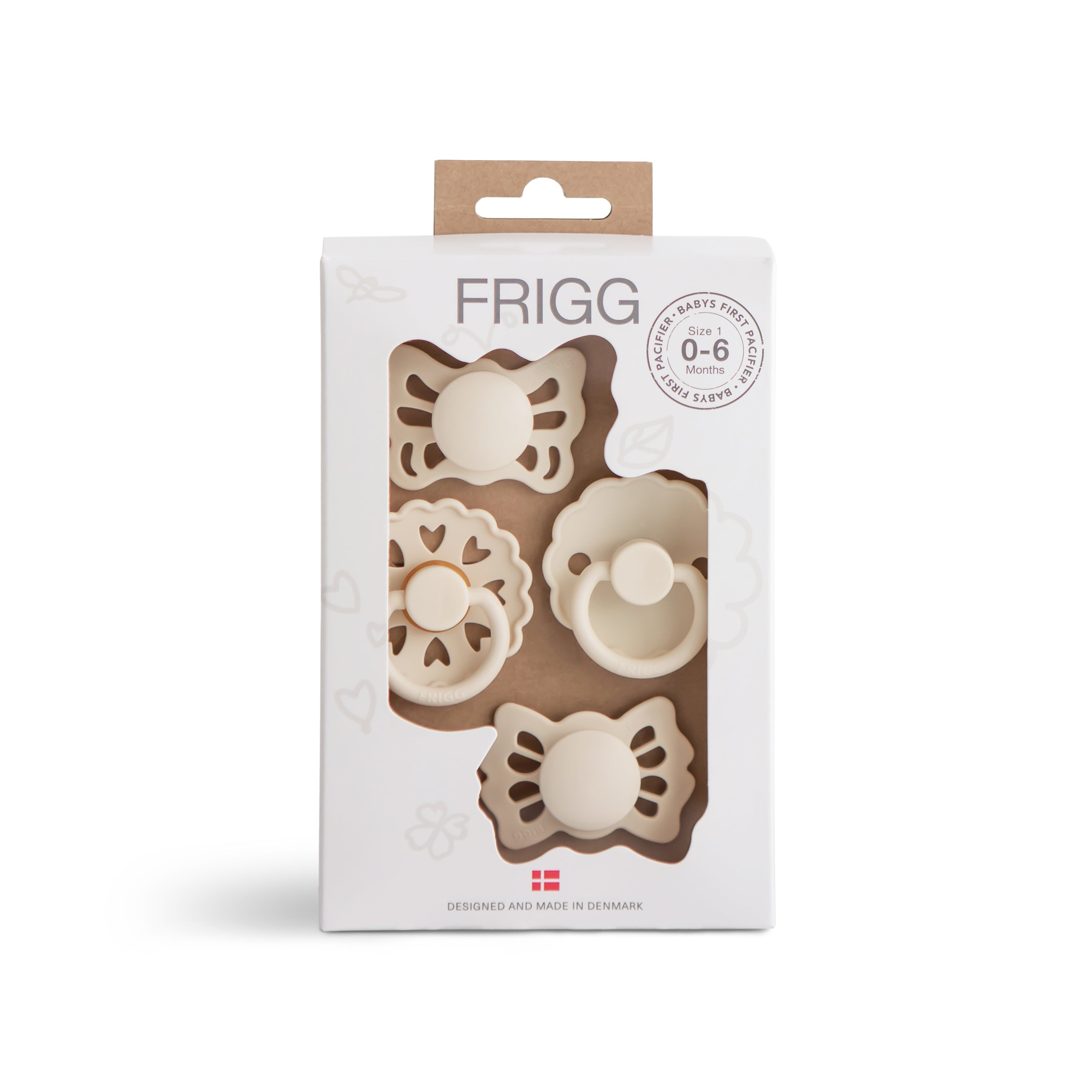 FRIGG Baby's First Pacifier Floral Heart (Cream) 4-Pack {Drop Ship}