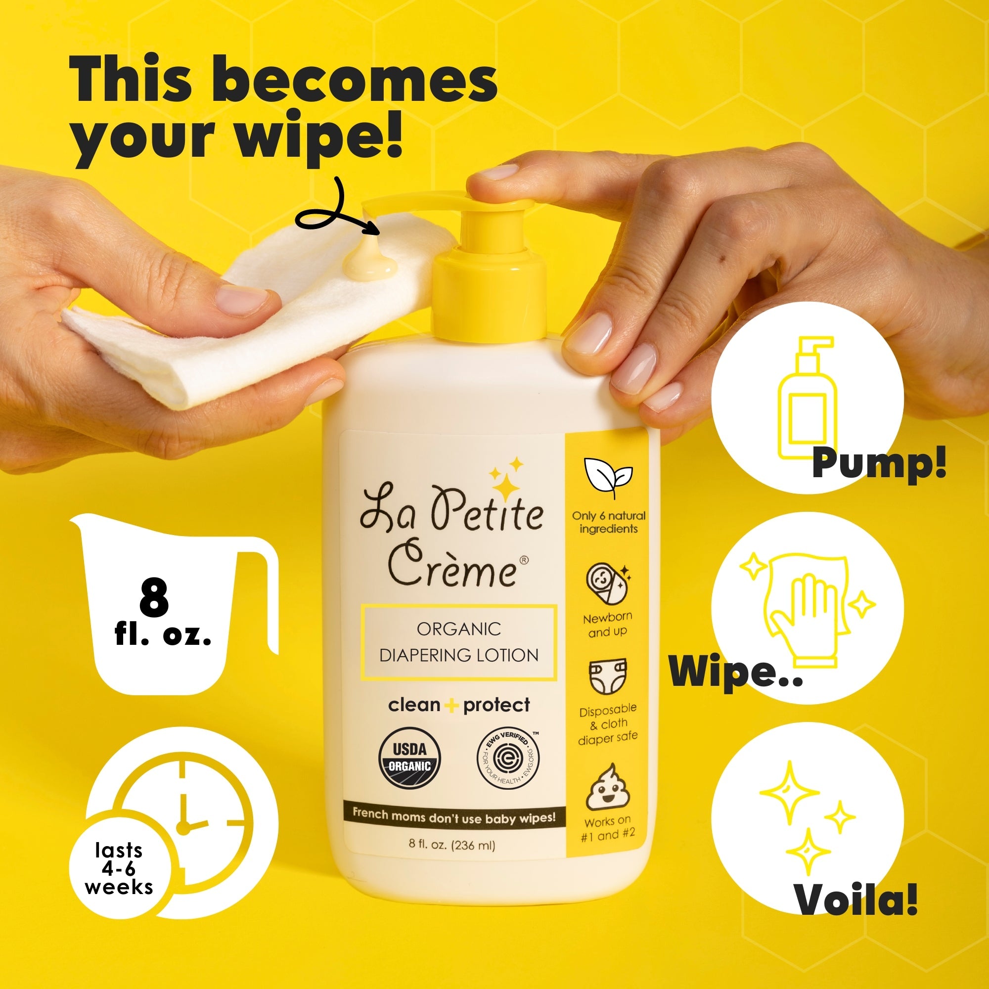 Organic French Diapering Liniment Lotion - Pump Bottle - 8 oz {Drop Ship}
