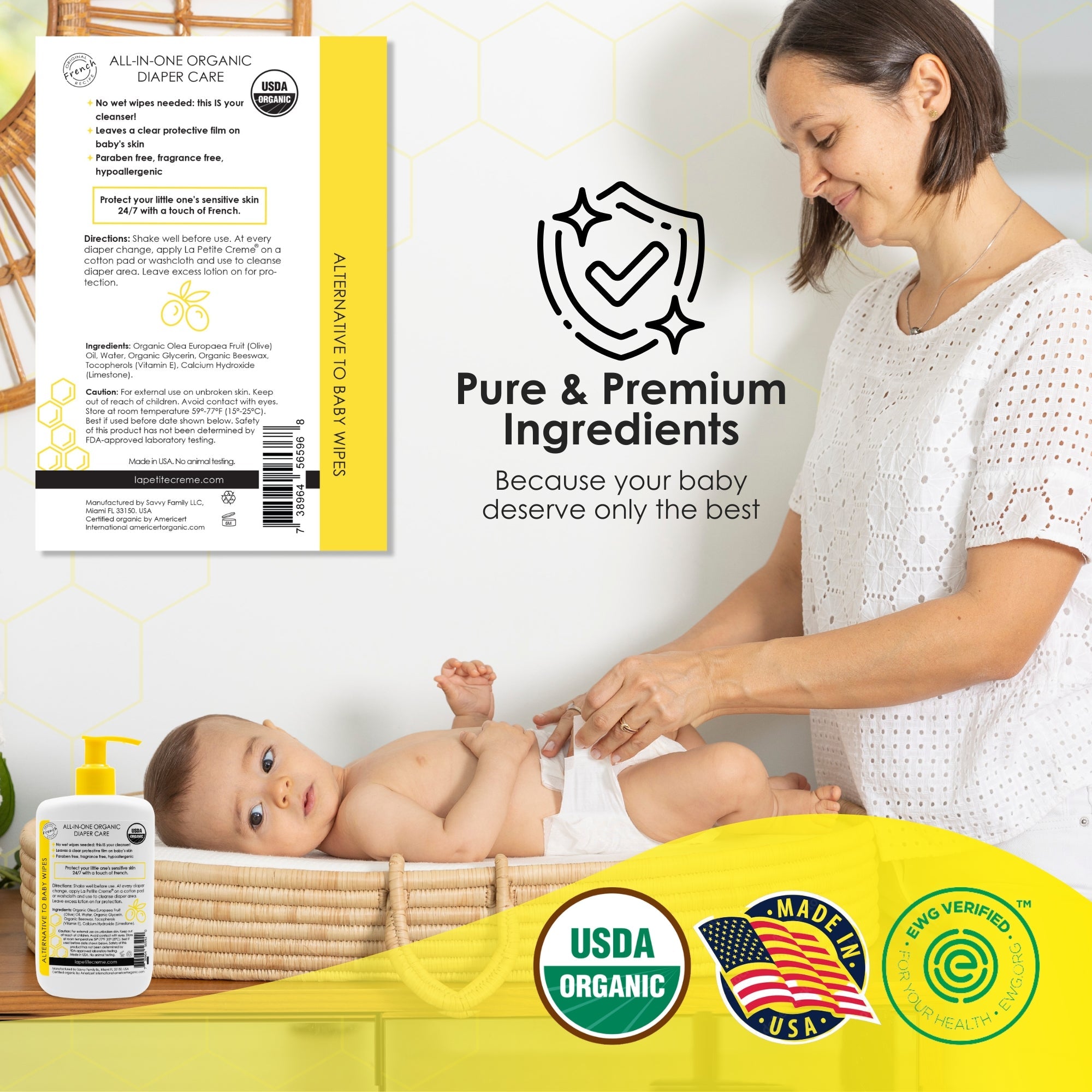 Organic French Diapering Liniment Lotion - Pump Bottle - 8 oz {Drop Ship}