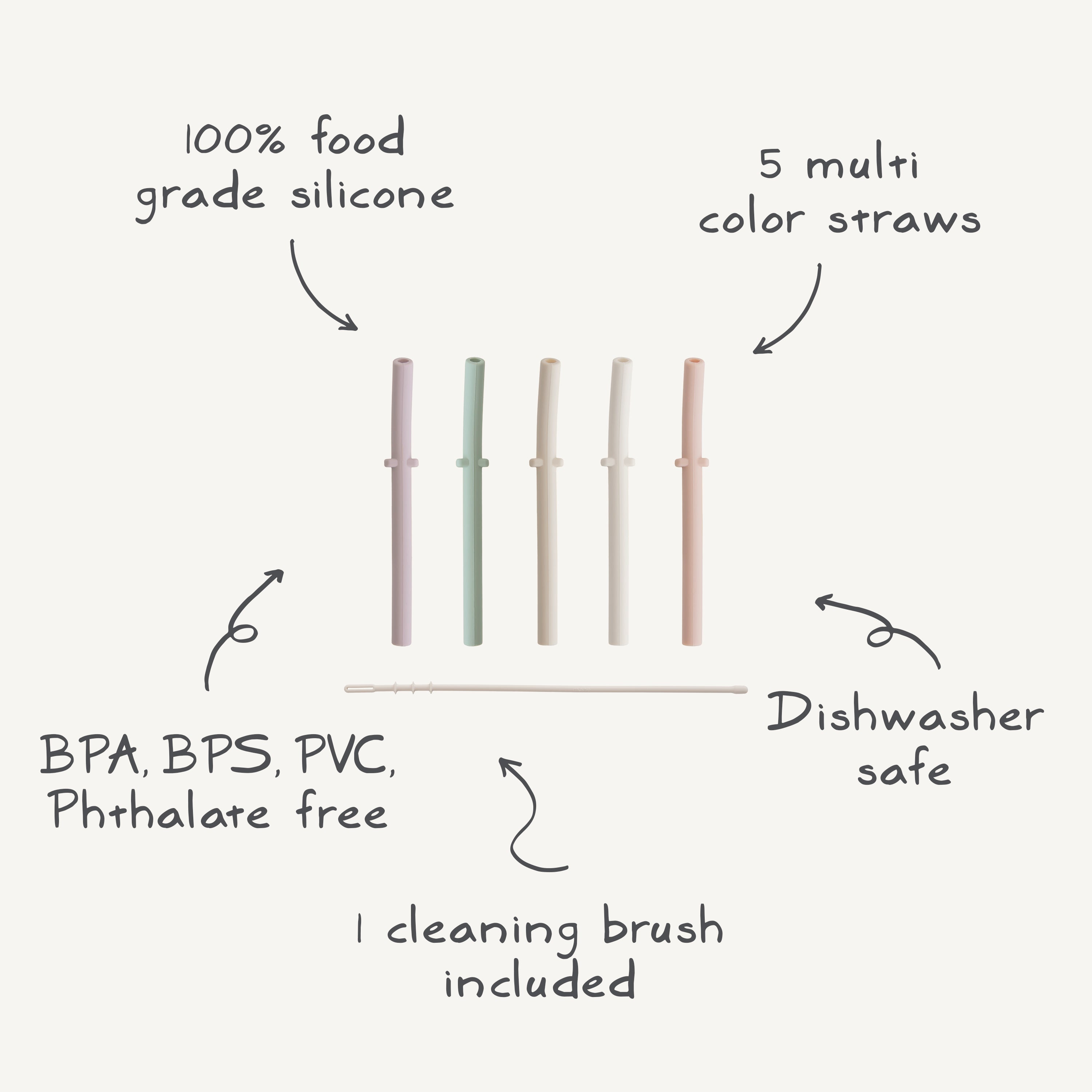 Silicone Replacement Straws - 5 Pack {Drop Ship}