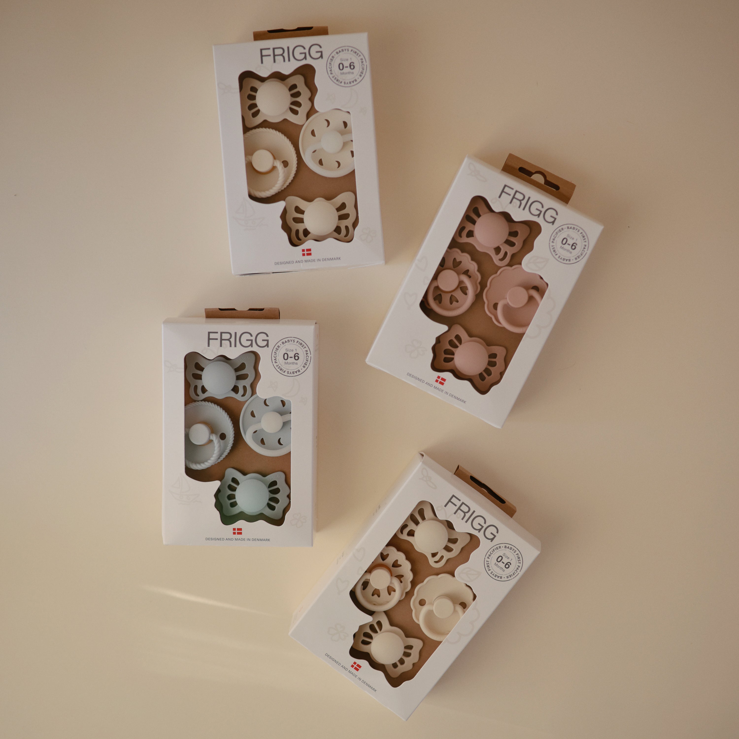FRIGG Baby's First Pacifier Floral Heart (Blush) 4-Pack {Drop Ship}