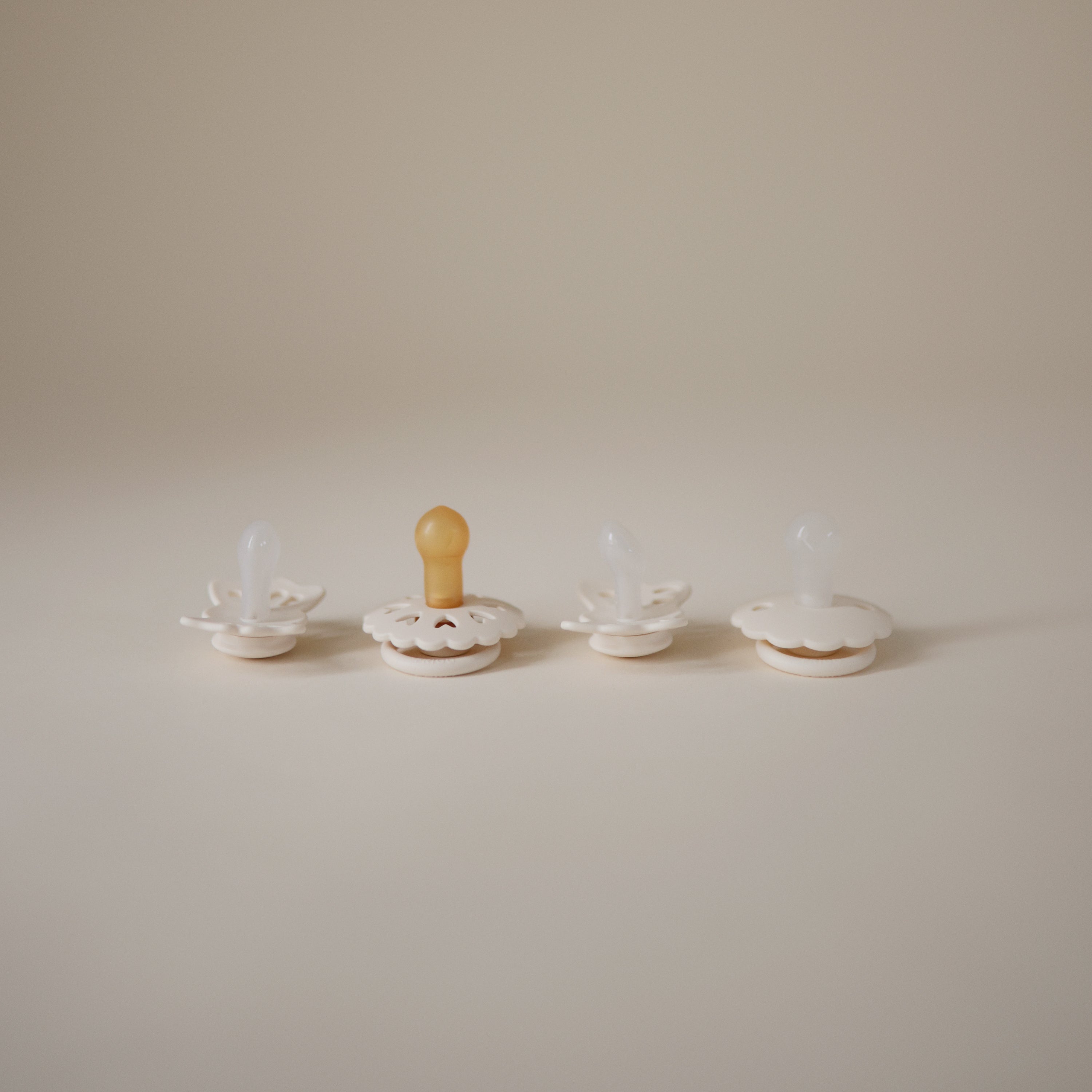 FRIGG Baby's First Pacifier Floral Heart (Cream) 4-Pack {Drop Ship}
