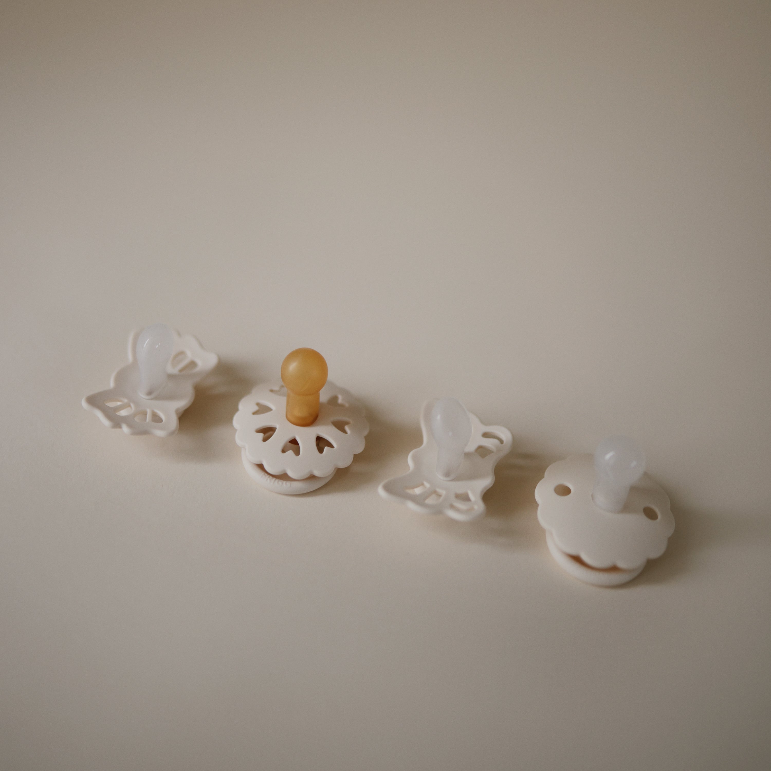 FRIGG Baby's First Pacifier Floral Heart (Cream) 4-Pack {Drop Ship}