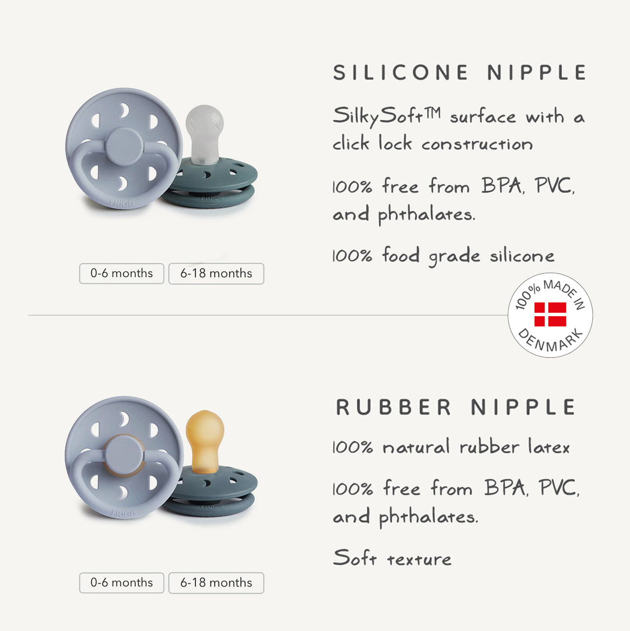 FRIGG Moon Silicone Pacifier 2-Pack {Drop Ship}
