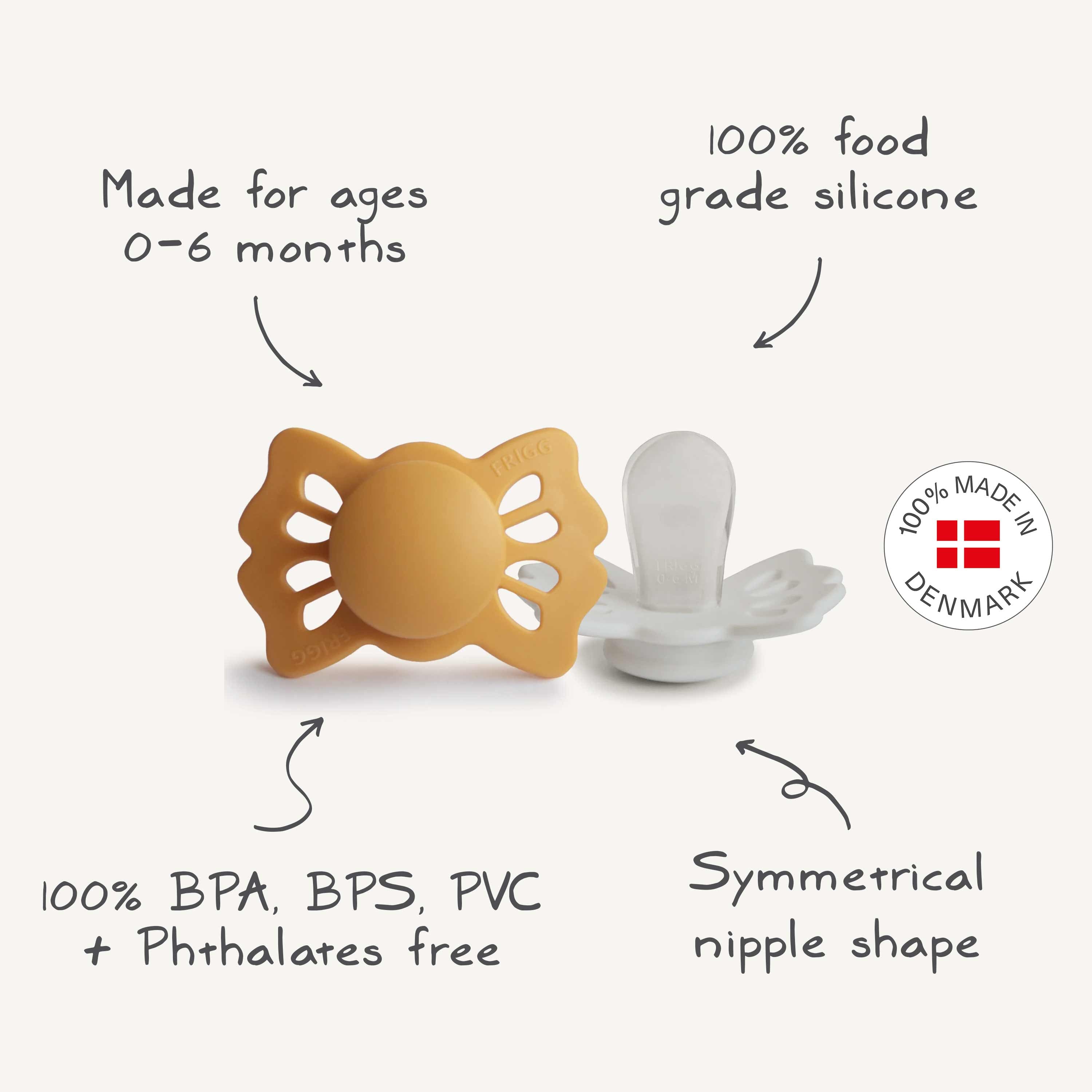 FRIGG Lucky Symmetrical Silicone Pacifier 2-Pack (0-6 Months) {Drop Ship}