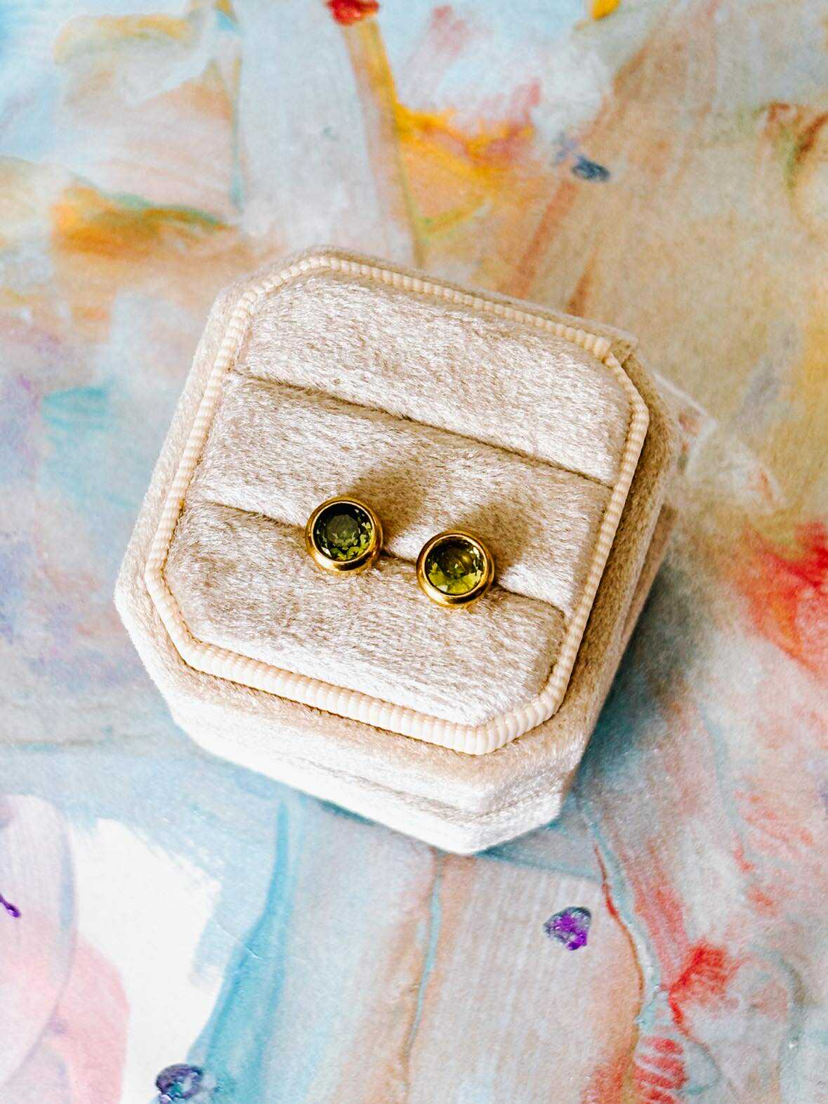 Peridot Halo - (Screw Back Studs)