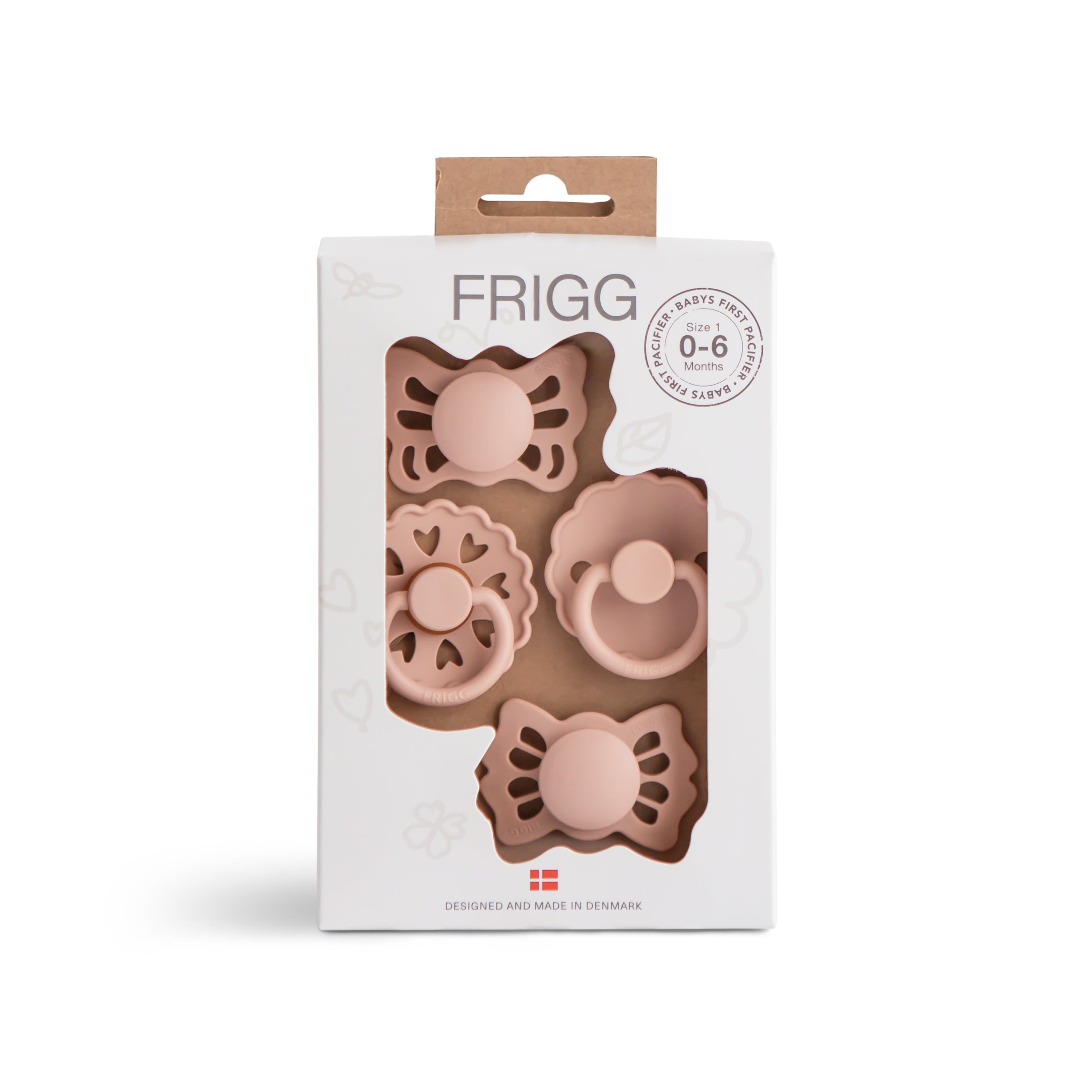 FRIGG Baby's First Pacifier Floral Heart (Blush) 4-Pack {Drop Ship}