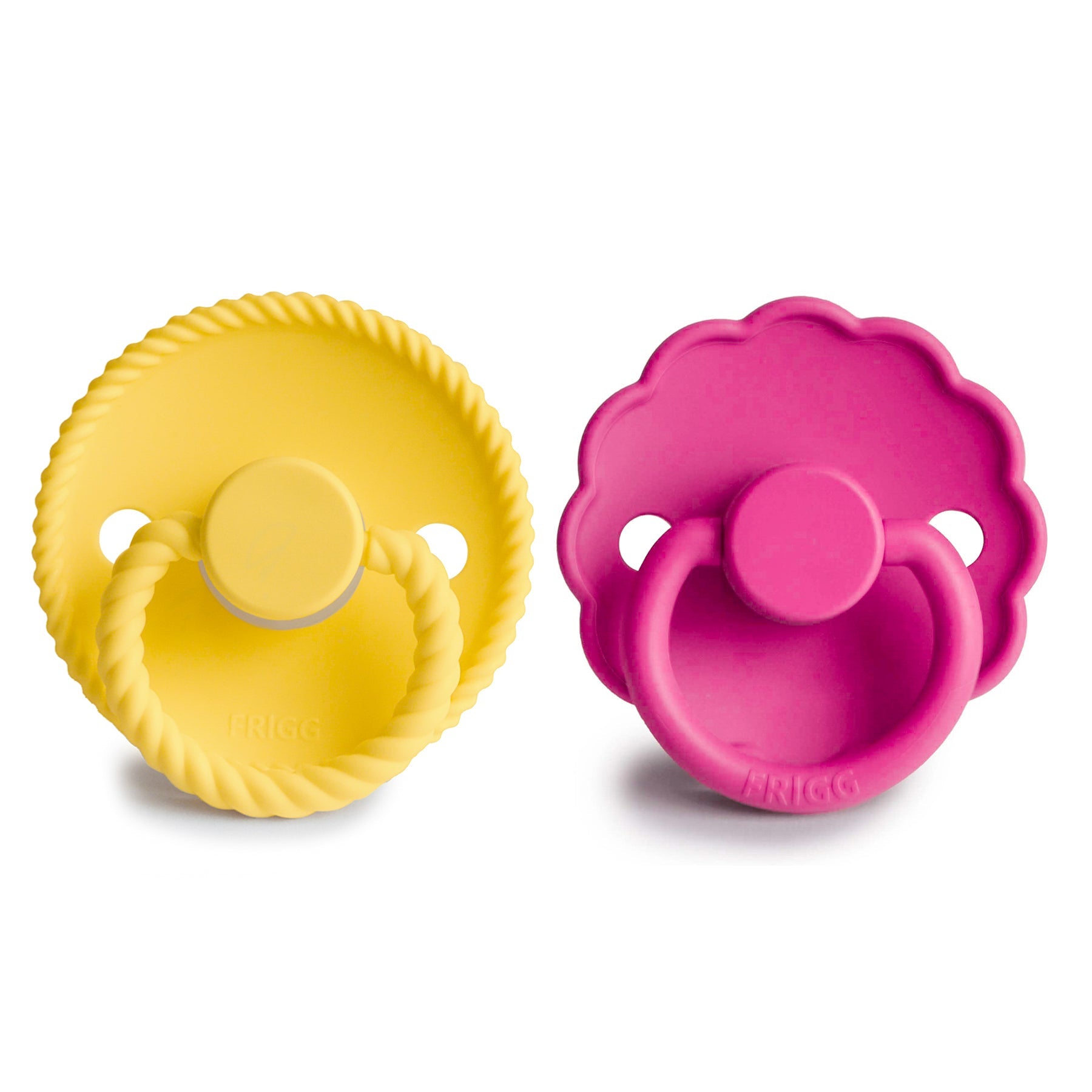 FRIGG Rope/Daisy Silicone Pacifier (Sunflower/Fuchsia) 2-Pack (6-18 Months) {Drop Ship}