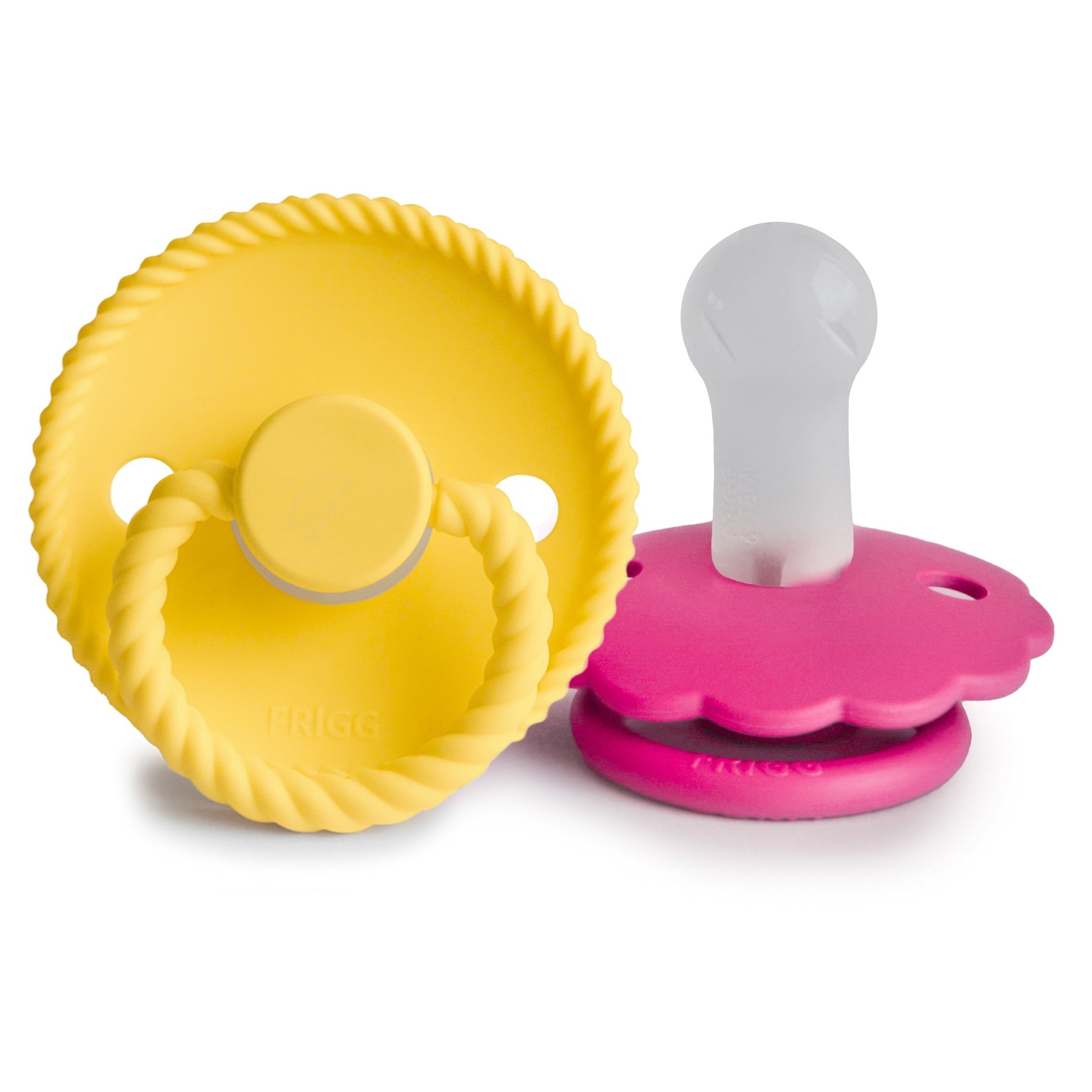 FRIGG Rope/Daisy Silicone Pacifier (Sunflower/Fuchsia) 2-Pack (6-18 Months) {Drop Ship}