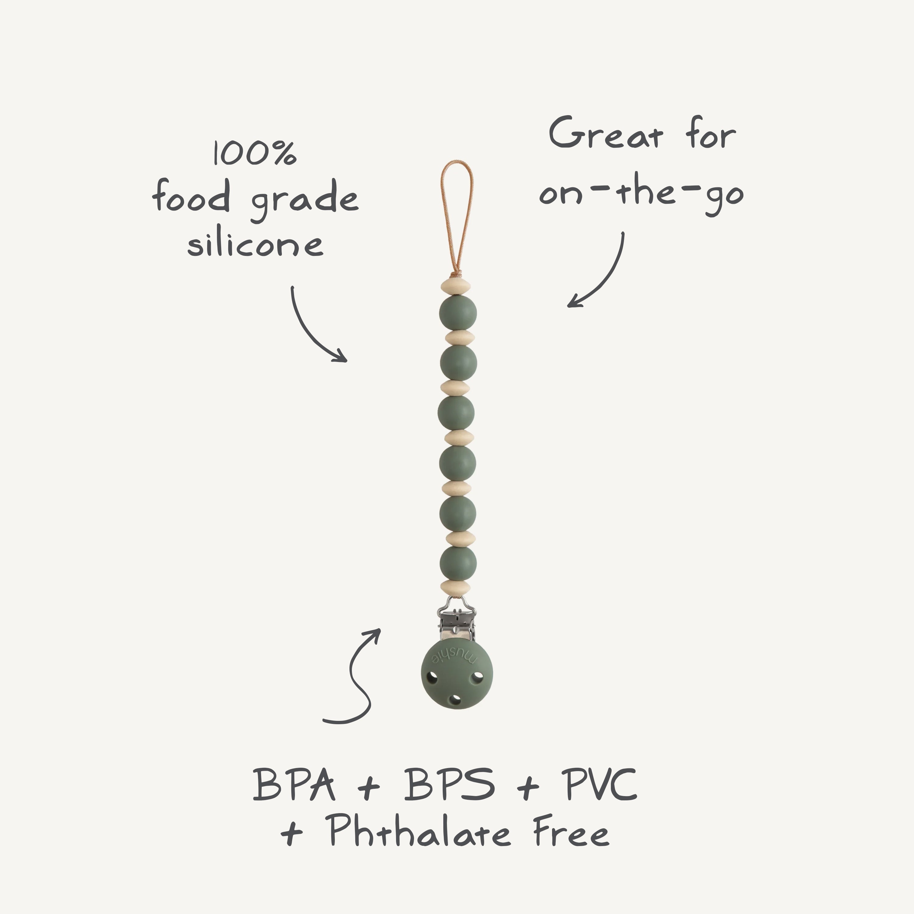 Silicone Pacifier Clip | Luna {Drop Ship}
